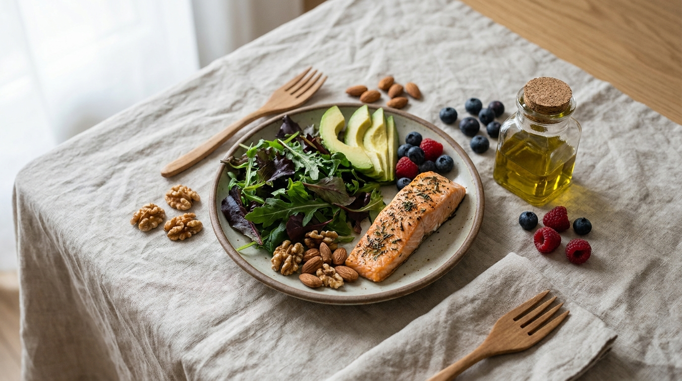 Assiette équilibrée anti-inflammatoire, alimentation et résistance à l'insuline